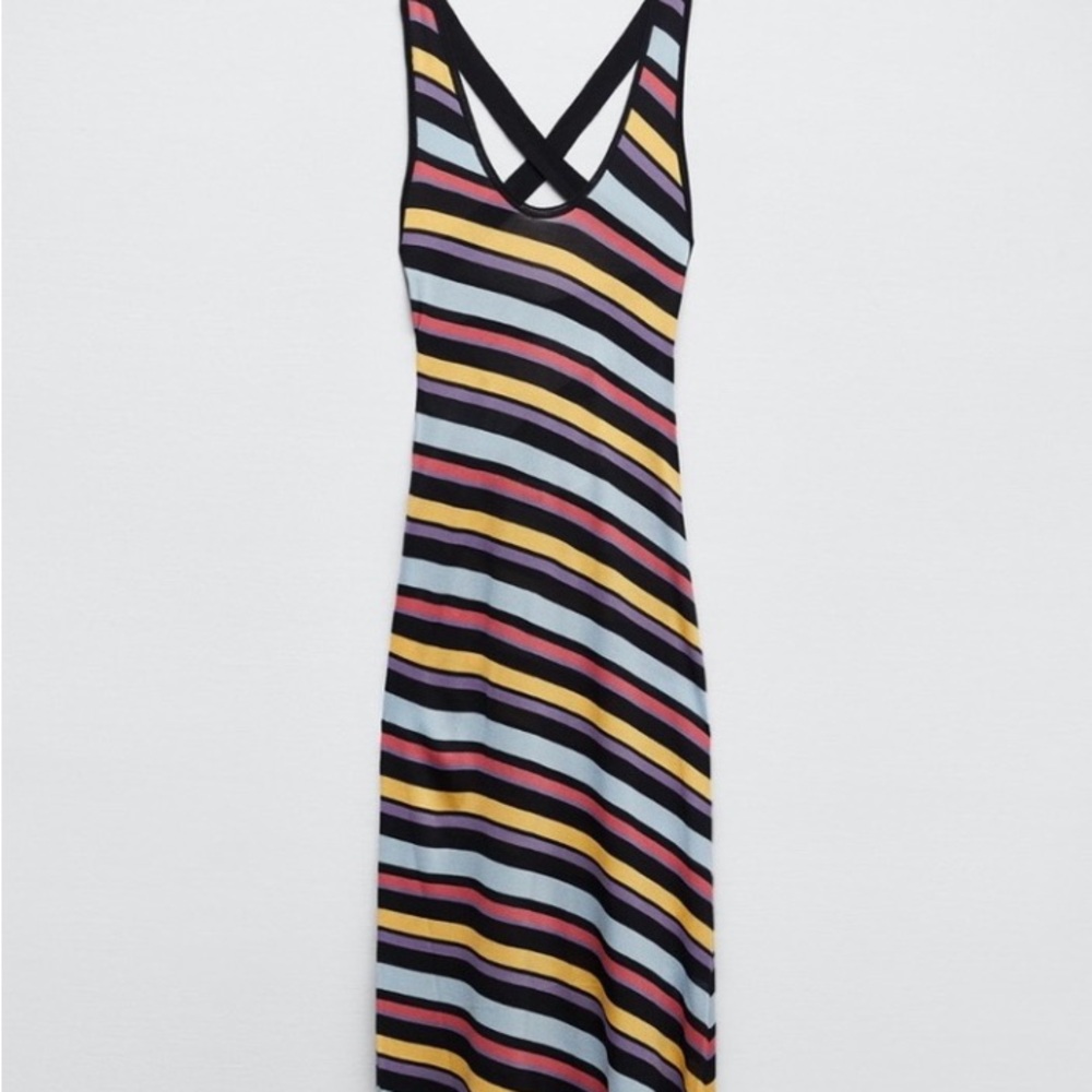 Zara Multicolor Striped Midi Dress